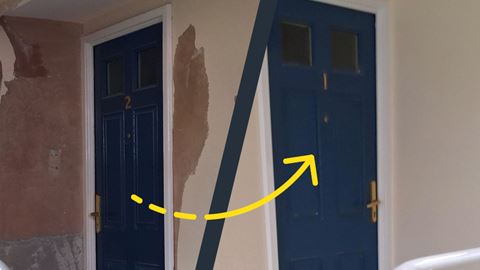 Before and after door repair